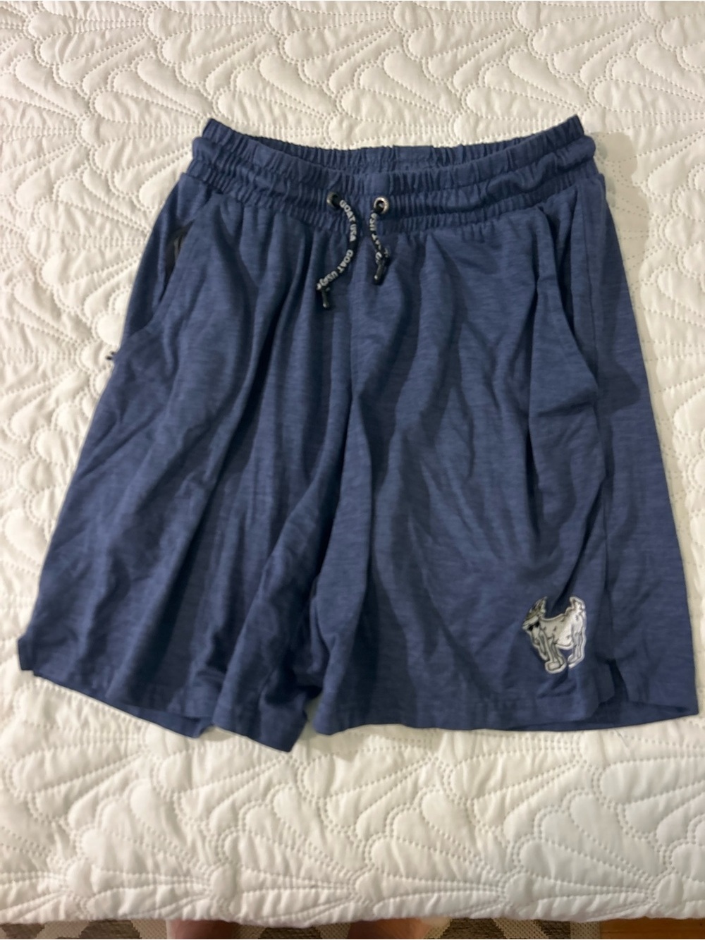 Men's Athletic Drawstring Shorts in Navy with Embroidered Logo